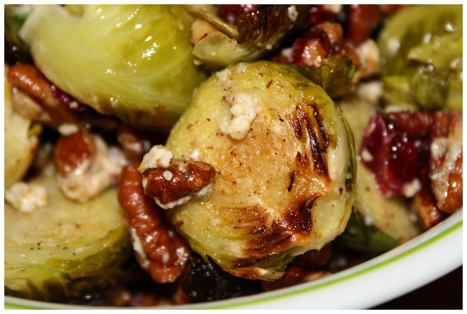 This and That Blue Cheese Roasted Brussels Sprouts with Cranberries