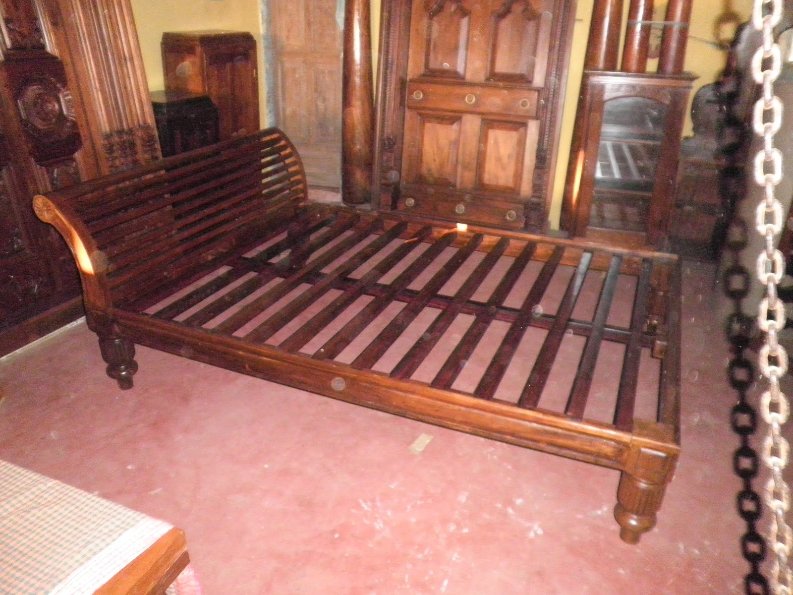 fhamitha antiques teak wood cot,devan type