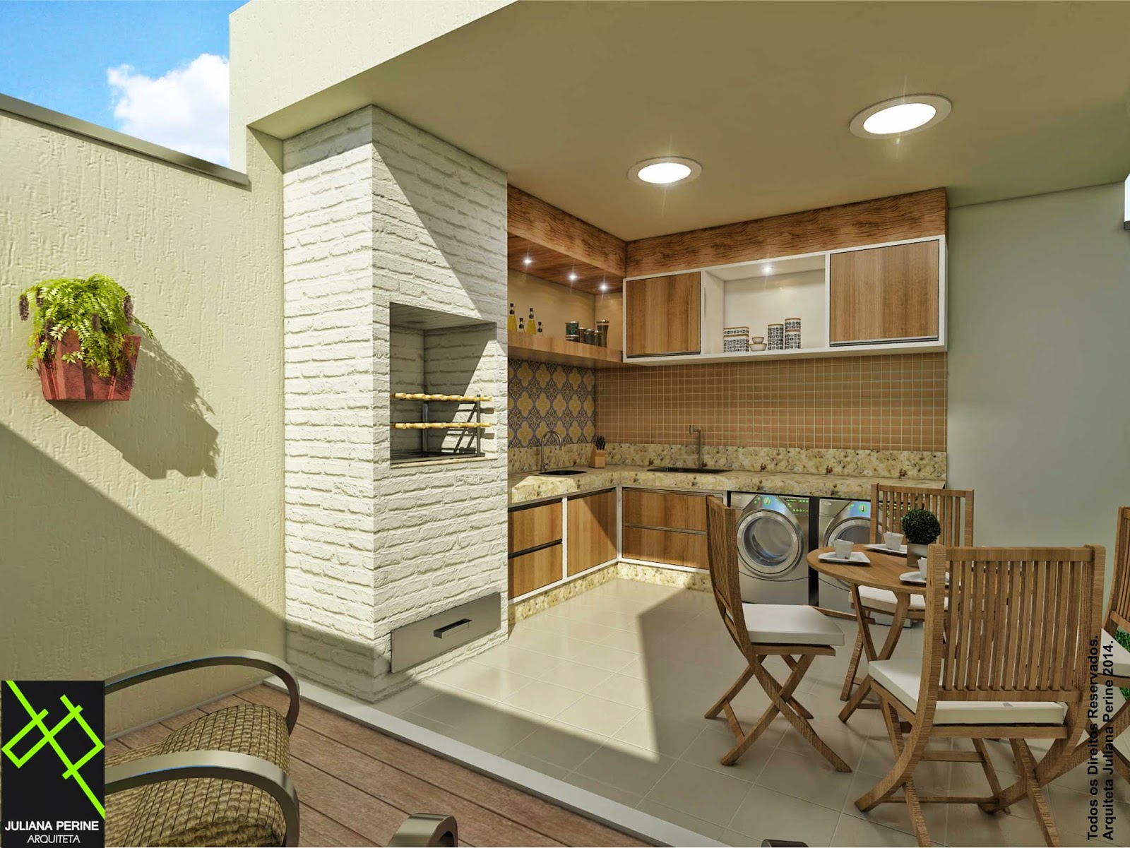 #0A76C1 Arquiteta Juliana Perine : Projeto de acabamento e decoração de 1600x1201 px Projeto Cozinha Externa Com Churrasqueira #2537 imagens
