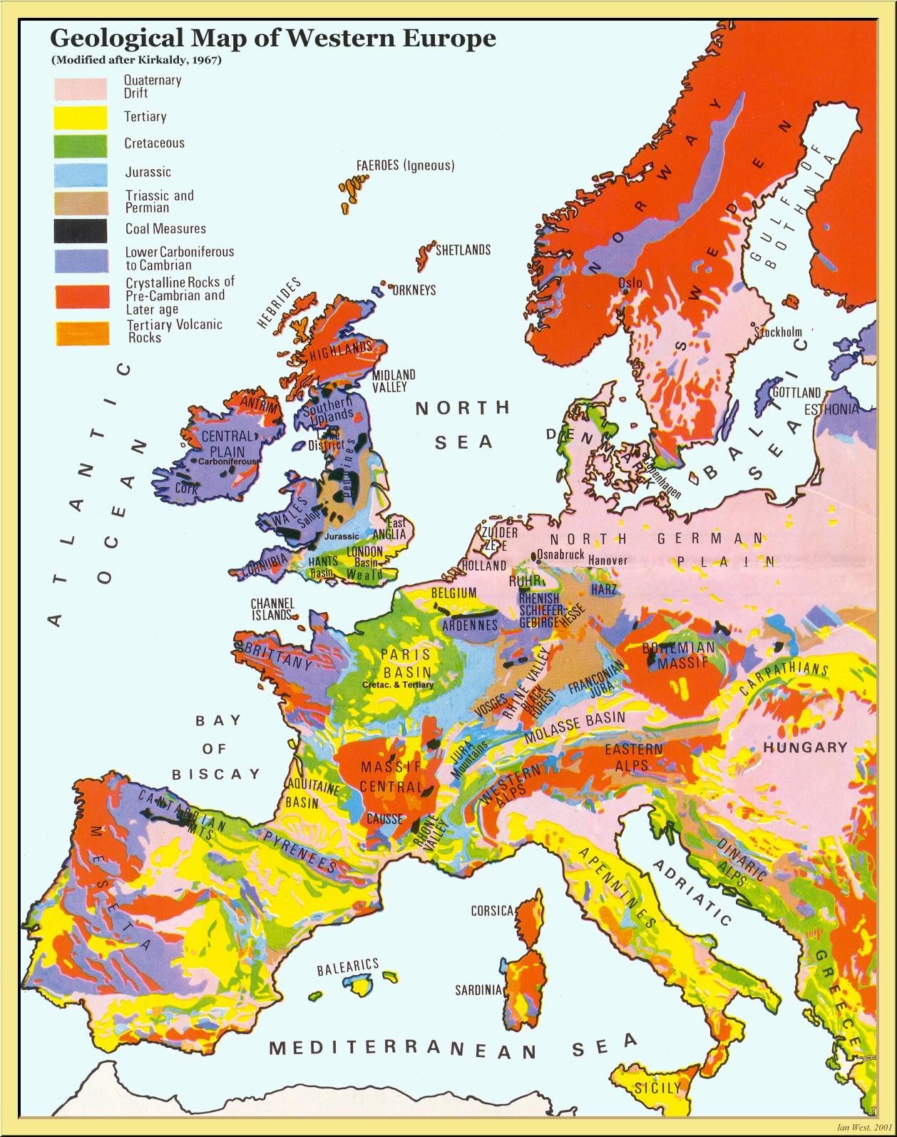 Online Maps Western Europe Geological Map