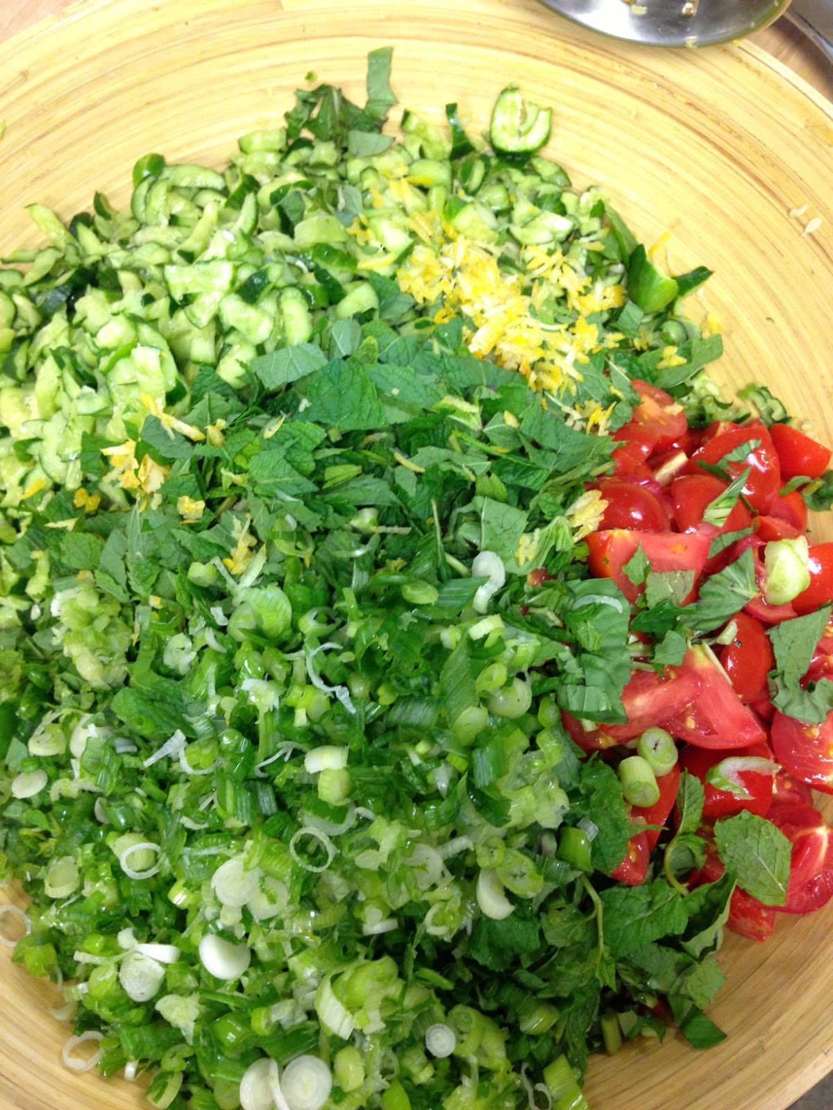 Chopped Tomato and Cucumber Salad with Mint, Lemon, and Basil Foodture Cooking for a Healthy