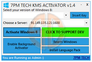 Windows 8 KMS Activator v1.4 by Aaron7pm