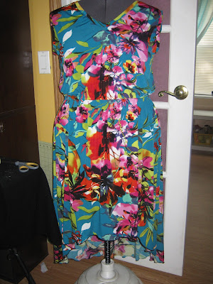 Tropical Floral ITY Knit Hi Low Hem Maxi Dress www.sewplus.blogspot.com