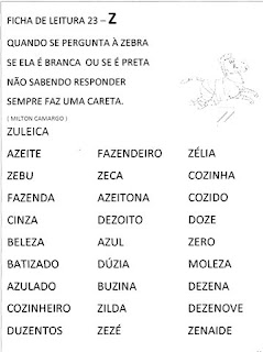 Ficha de leitura - Alfabetização.