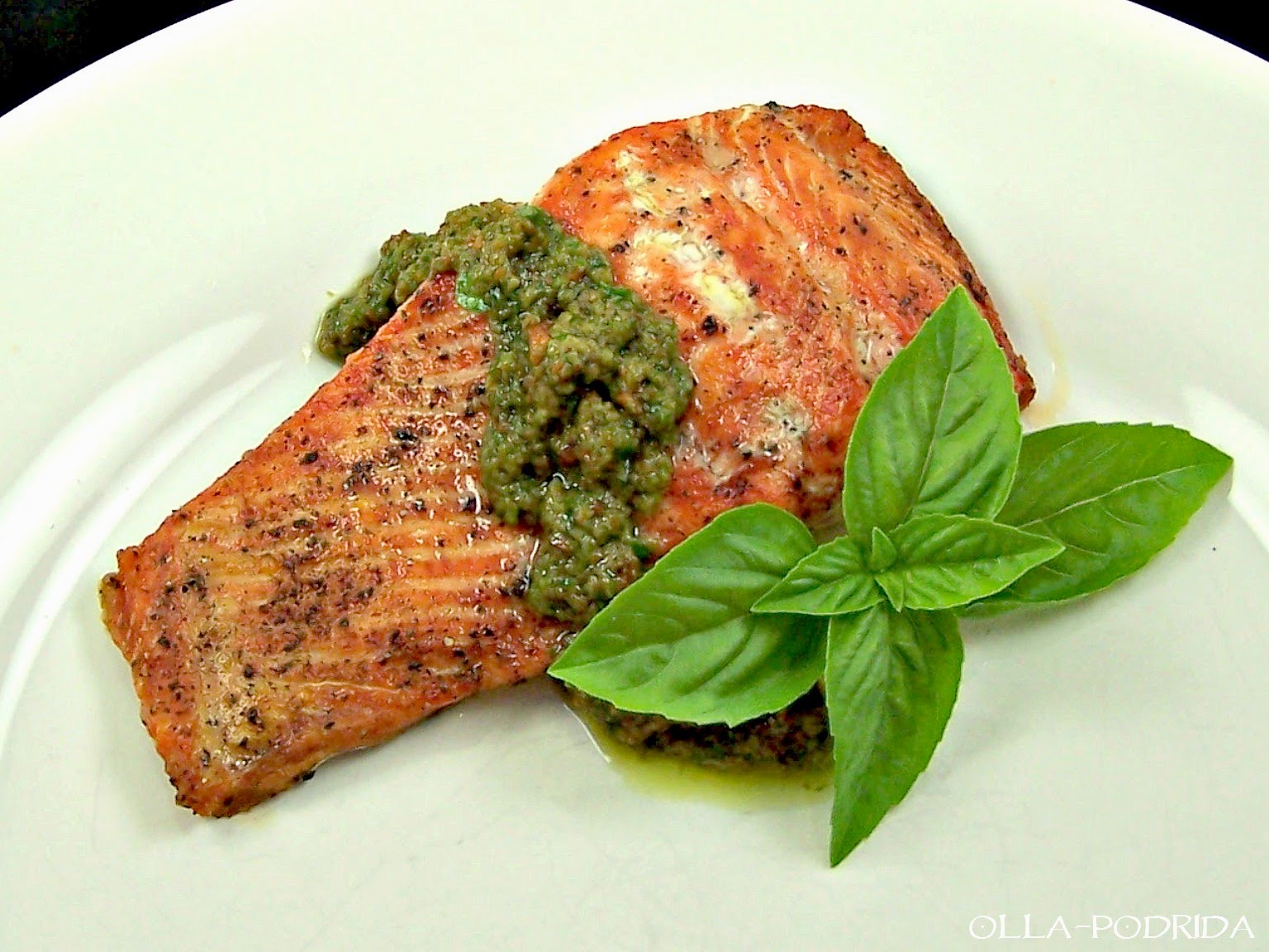 OllaPodrida Salmon with PistachioBasil Butter