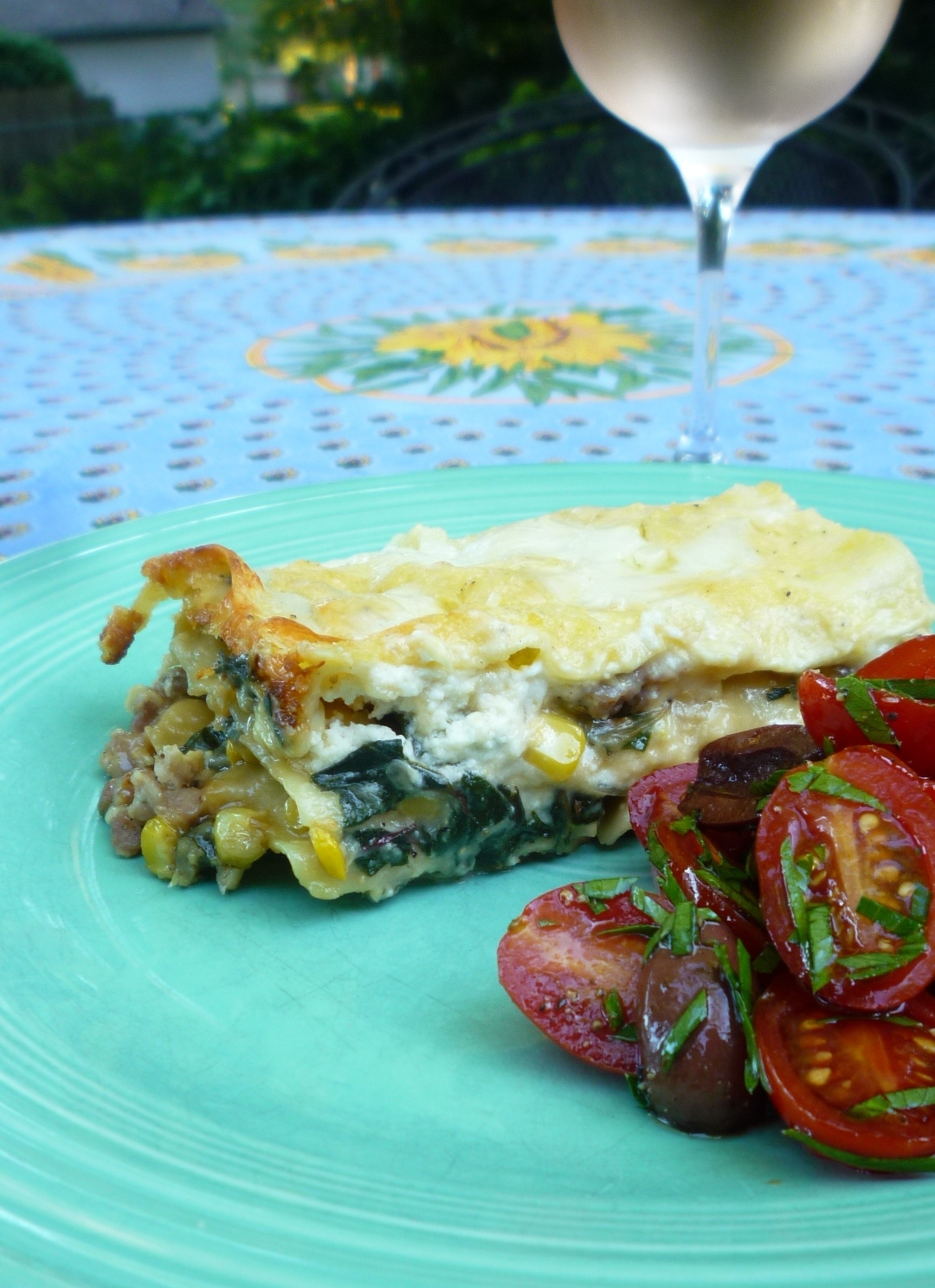 For Love of the Table Summer Lasagne...with Swiss Chard, Corn Pesto