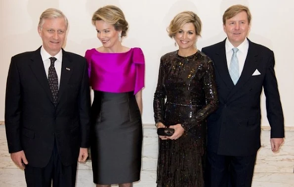 King Philippe and Queen Mathilde of Belgium and King Willem-Alexander and Queen Maxima of The Netherlands attended the opening concert for the Dutch presidency of the European Union council at the Bozar 