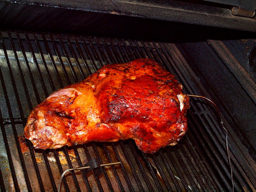 Pellet Smoker Cooking My Easter Ham Dinner, early