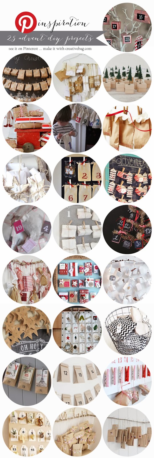25 advent diy projects ... see it on Pinterest ... make it with creativebag.com