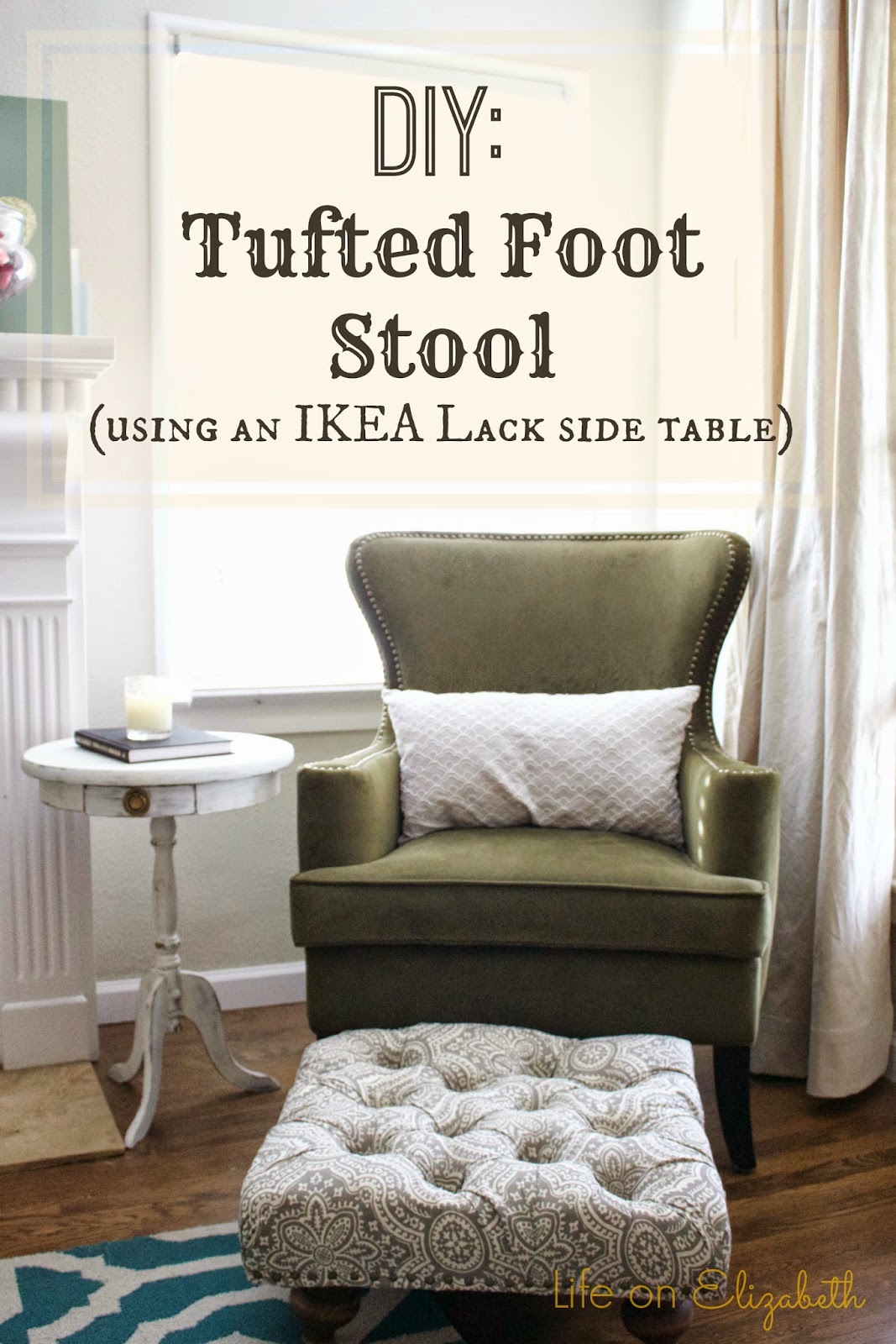 Life On Elizabeth DIY Tufted Foot Stool with IKEA Lack Side Table