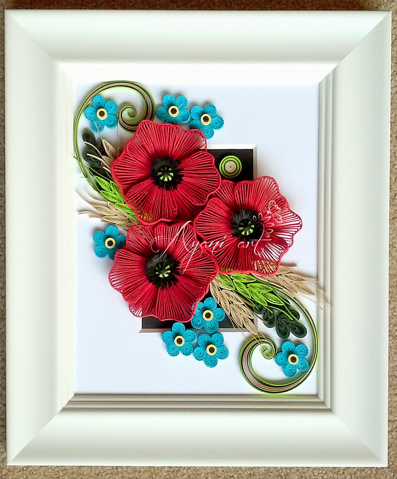 Ayani art Quilling Poppies and Me Not flowers