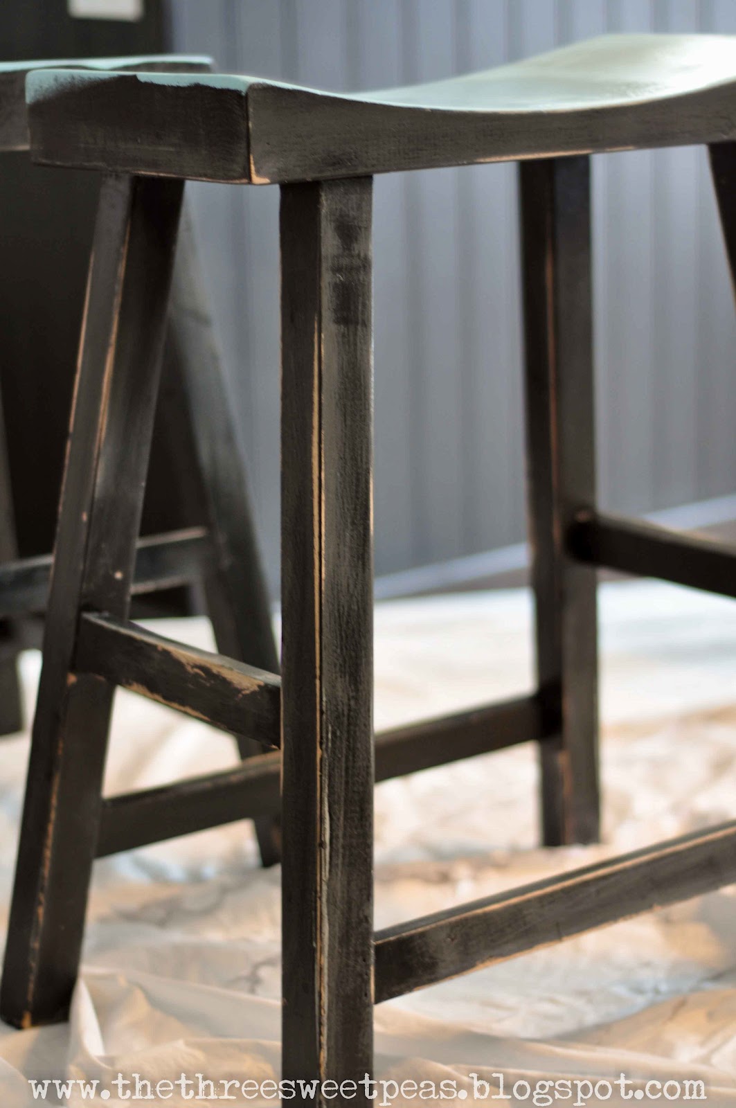 The Three Sweet Peas Counter Stool Redo Before and After