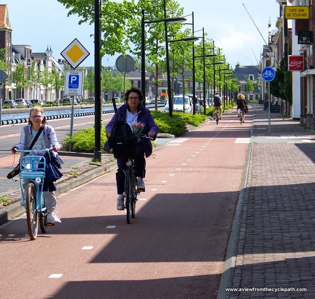 A view from the cycle path Is that a shared use path ? Do Dutch cycle paths cause conflict with
