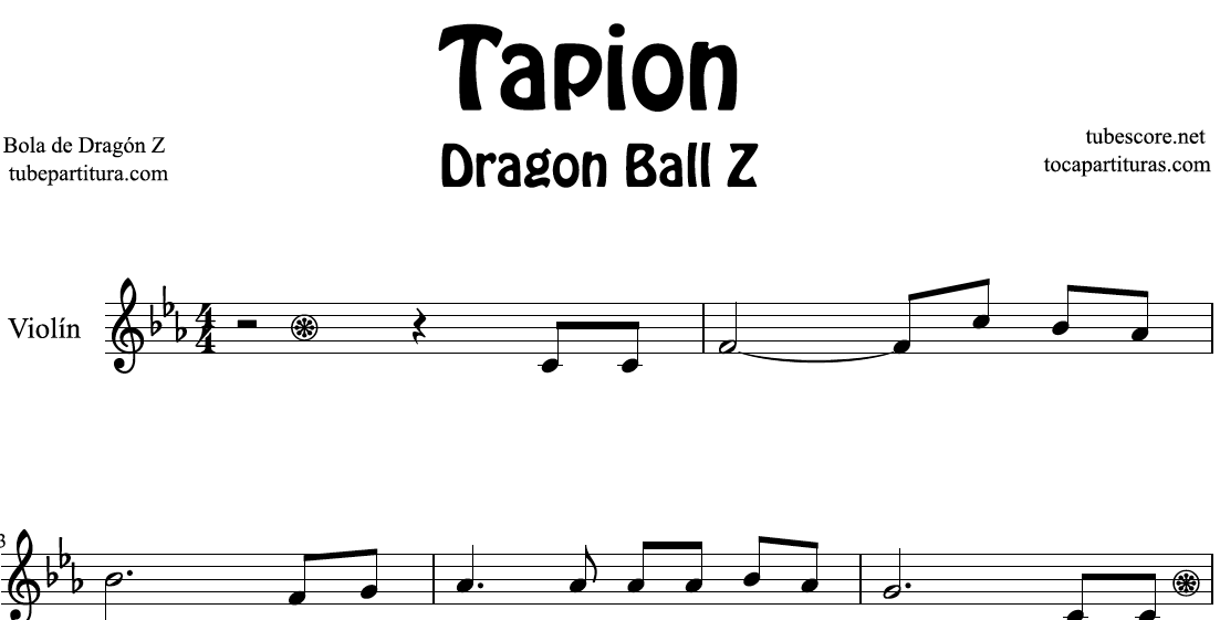 Diegosax Tapion Bola De Dragon Z Partitura De Flauta Violin