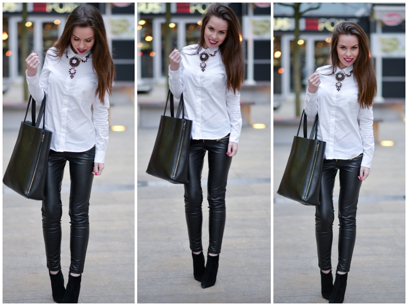 OOTD white shirt & leather pants Petra