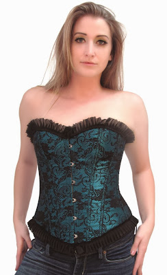 Turquoise Lace Overlay Corset