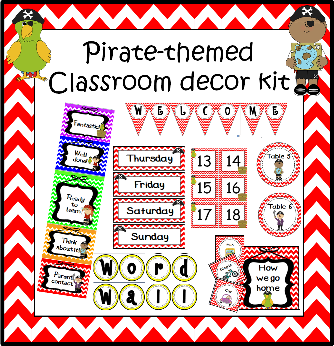A Crucial Week: Pirate Classroom Decoration Set