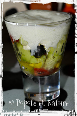 © Popote et Nature -Salade grecque en verrine et espuma de concombre