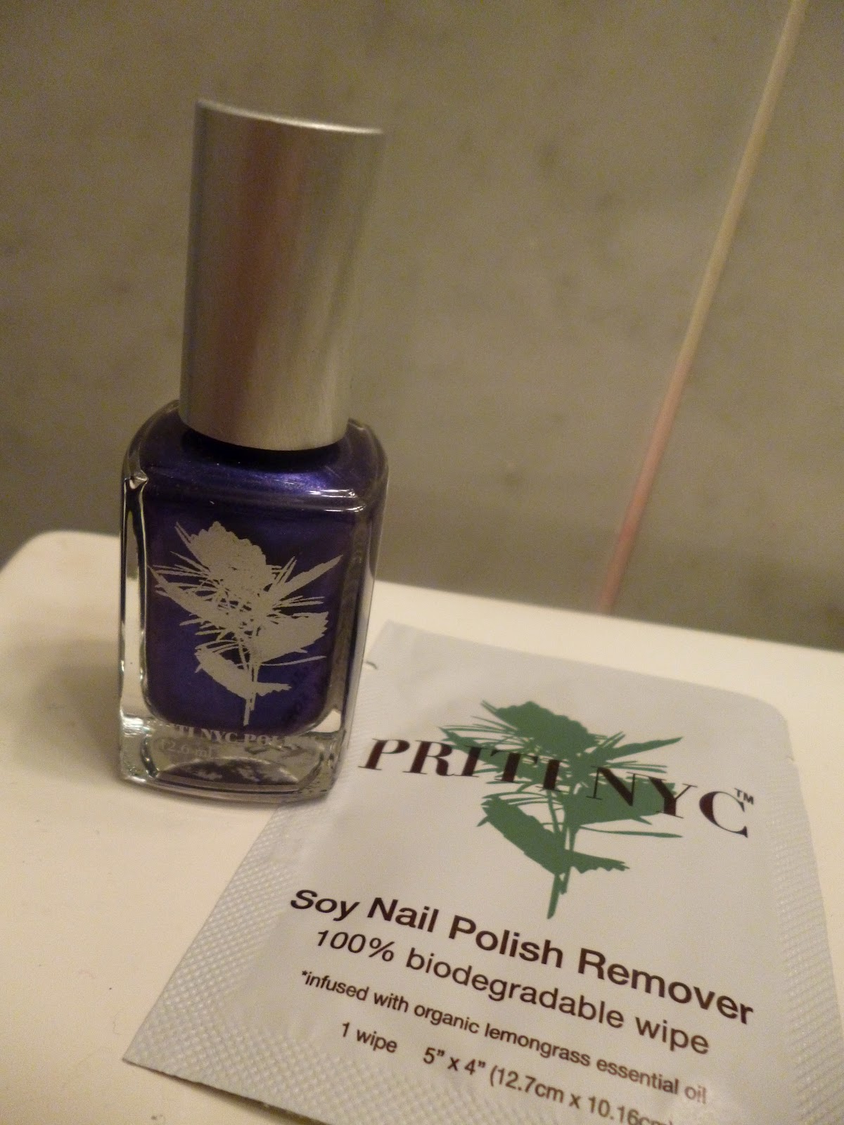 Priti NYC included a nail polish (this one is Chelsea Star a purple/blue