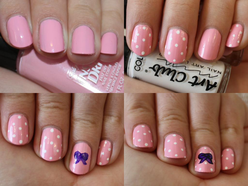 Nailed It Pink & White Polka Dots With Bow Accent Jessicaclaranoelle