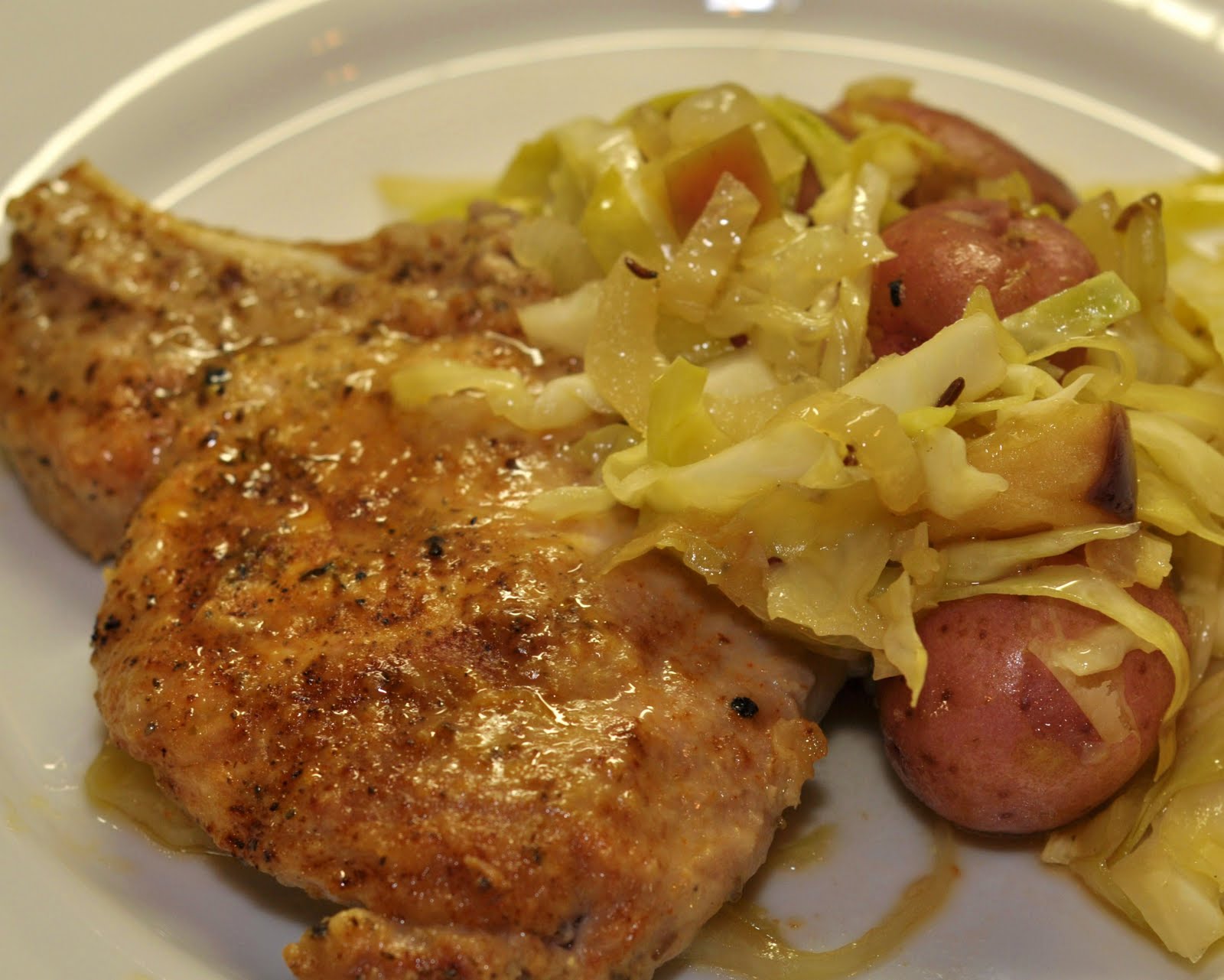 The Great Recipe Swap (between friends) Pork Chops with Cabbage, New