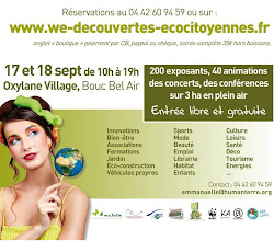 Découvertes  ECOCITOYENNES à Oxylane Village, Bouc Bel Air, les 17 et 18 septembre