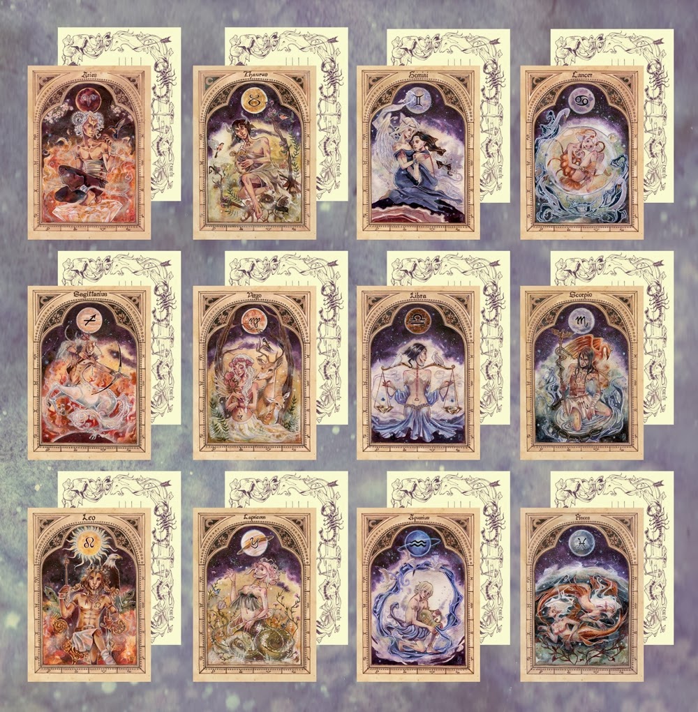 Anja's Artblog Commission ZODIAC series completed + Postcard Set
