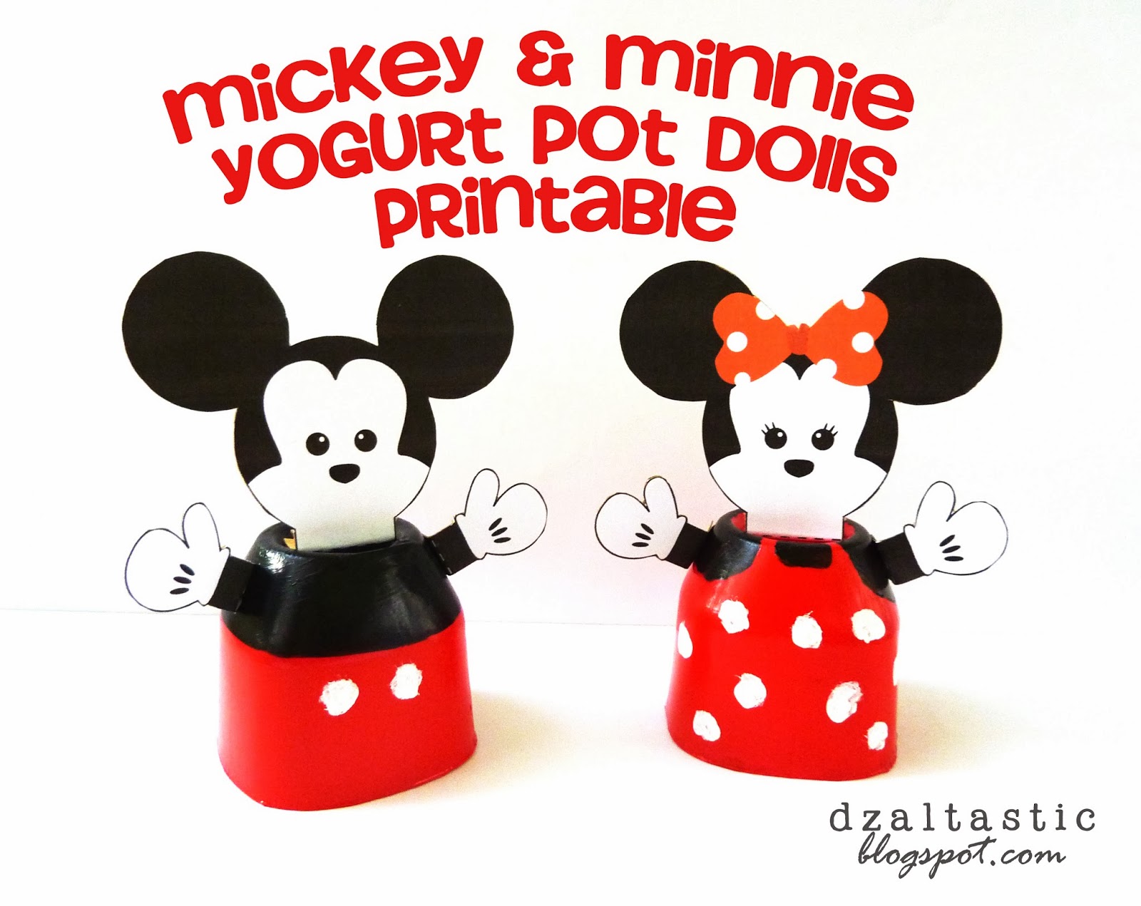 Be Dzaltastic Freebie Mickey & Minnie Yogurt Pot Dolls