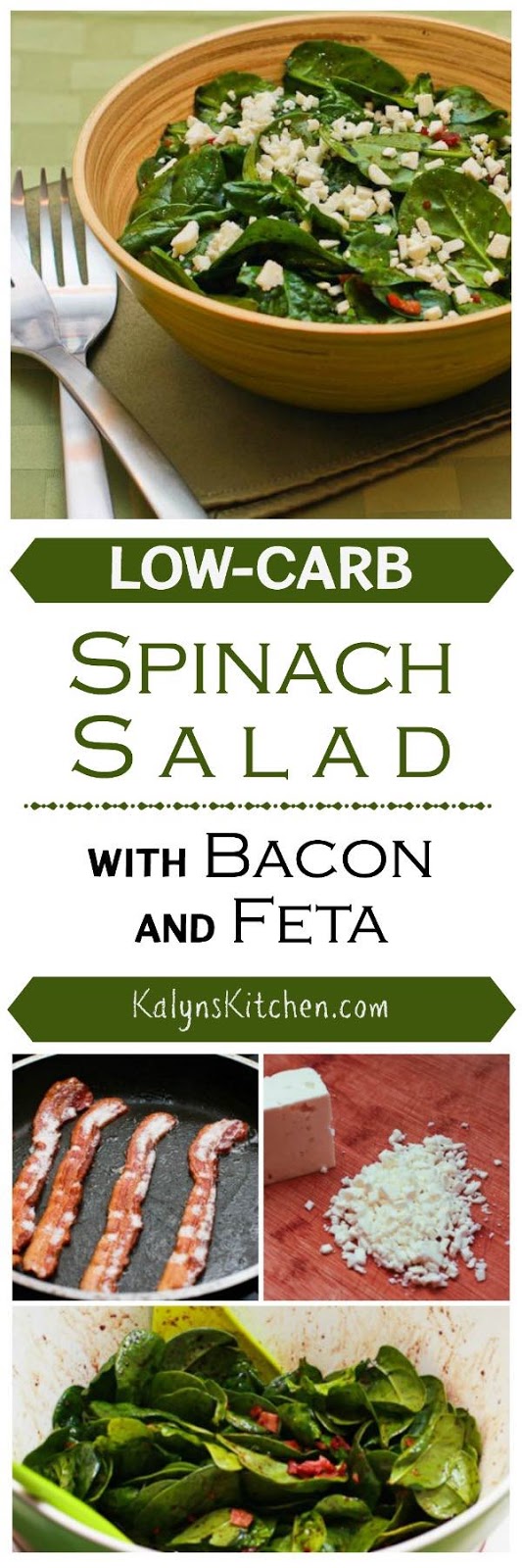 LowCarb Spinach Salad with Bacon and Feta Kalyn's Kitchen