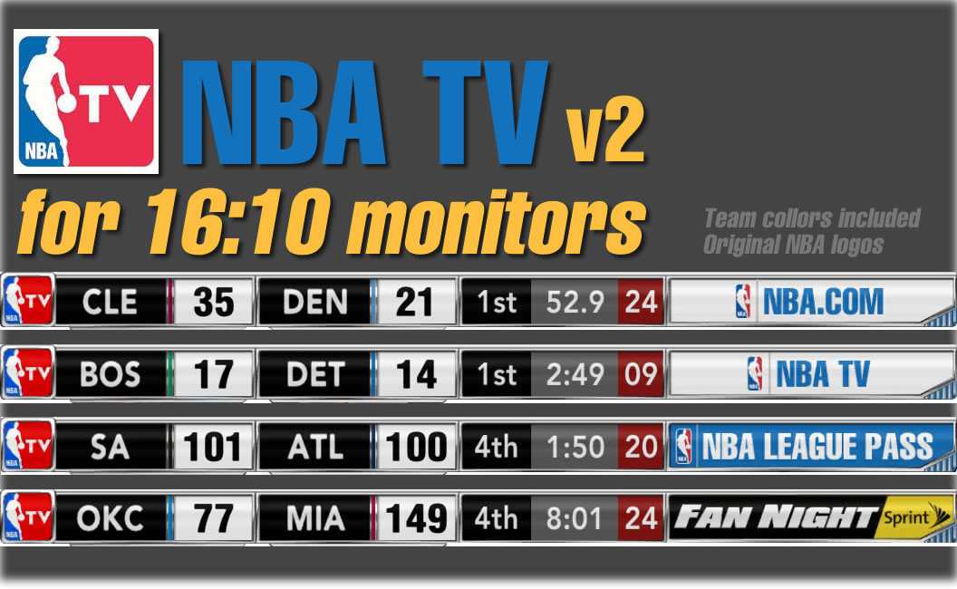 NBA 2k13 Scoreboard Patches TNT, ESPN, NBC, NBA TV, CSN, Fox Sports