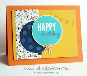 Stampin' Up! Celebrate Today Balloon Birthday Bash Card (Occasions 2015 Catalog ) #stampinup www.juliedavison.com