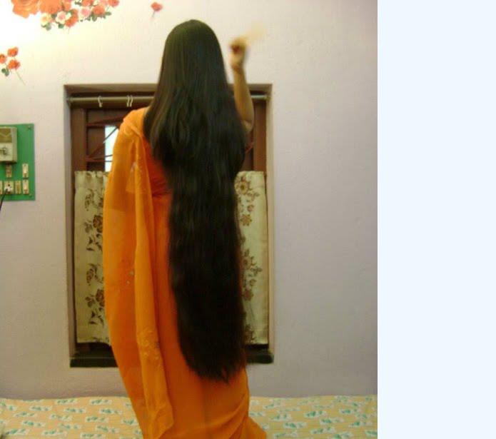 Indian Long hair girls: Homely Chennai long hair girl in her regular  routine in home