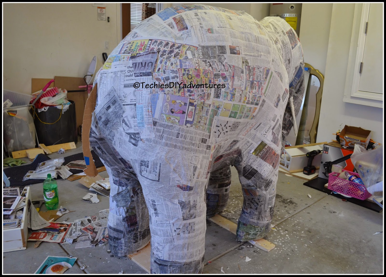 Tutorial on how to make paper mache elephant (almost life size