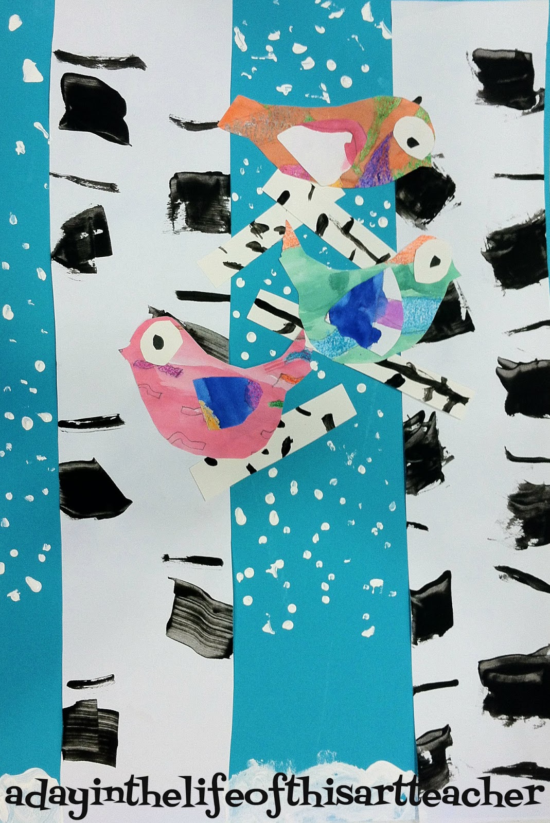 Art with Mrs. King Birds and Birch Trees