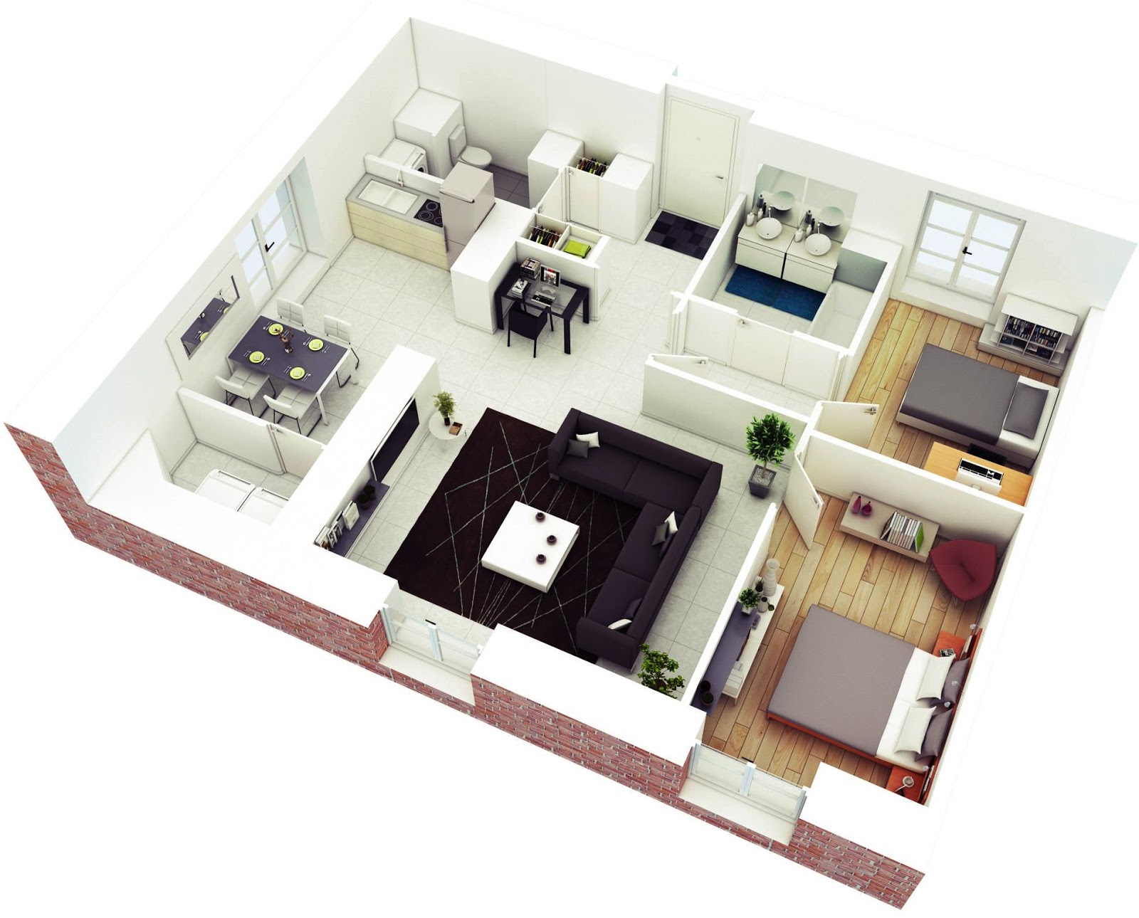 Awesome 3D floor plans for small or medium house