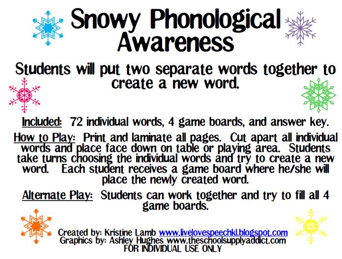 Live Love Speech: FREEBIE for Phonological Awareness