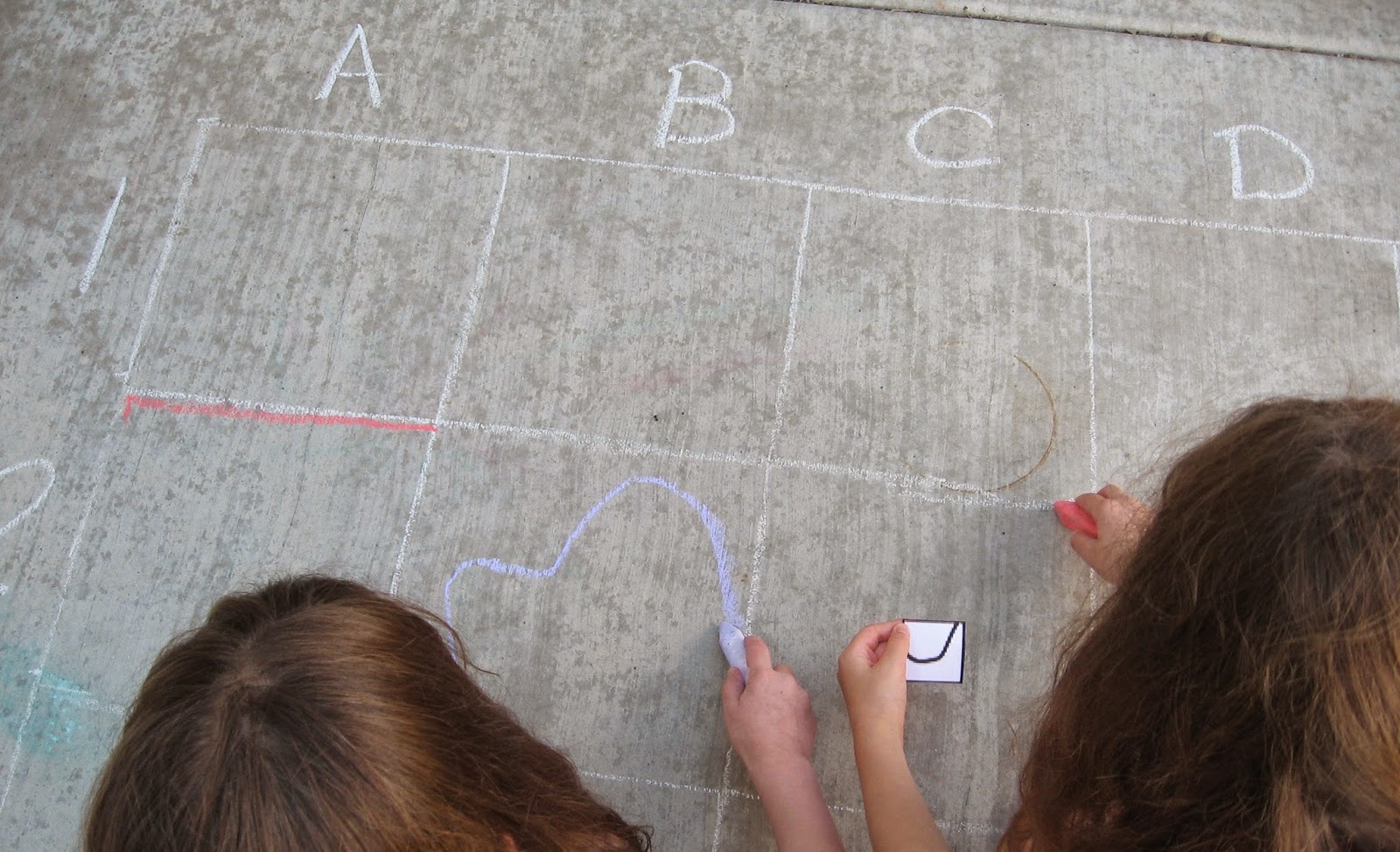 Almost Unschoolers Summer Fun 2014 Sidewalk Chalk Grid Drawing
