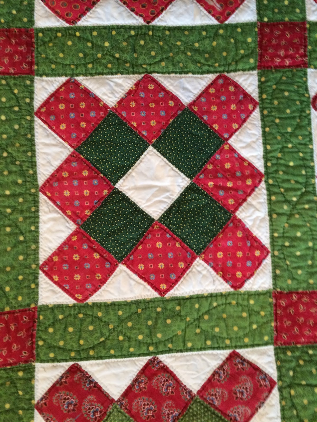 Gone To The Beach A Red and Dill Pickle Green Quilt for Christmas