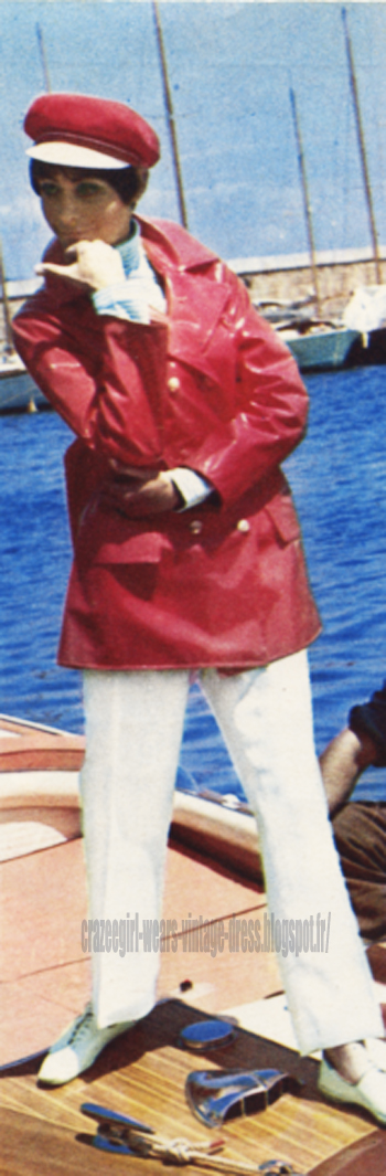 Raincoat - 1966 peacoat pea coat jacket red vinyl pvc rain coat 60s 1960 umbrella