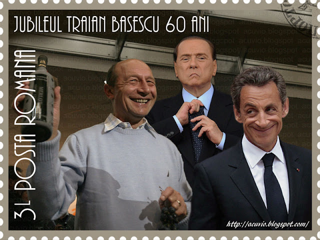 Funny stamp Jubileul Băsescu Sarkozy Berlusconi