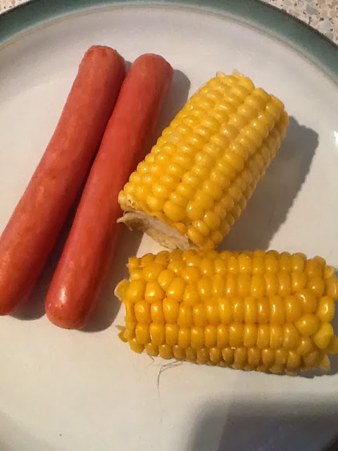 Princes hot dogs and corn on cob