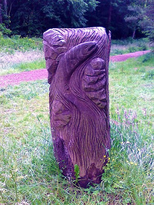 A Salmon Carved in Wood in Bute Park Salmon Carving Bute Park Cardiff