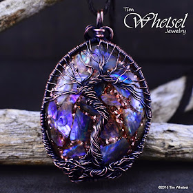 Gray background wire wrapped tree of life mother of pearl orgonite ©2015 Tim Whetsel Jewelry