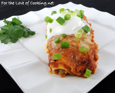 Shredded Pork and Monterey Jack Cheese Enchiladas with Homemade Enchilada Sauce