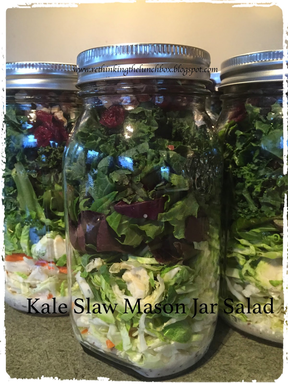 Rethinking the Lunch Box Kale Slaw Mason Jar Salad