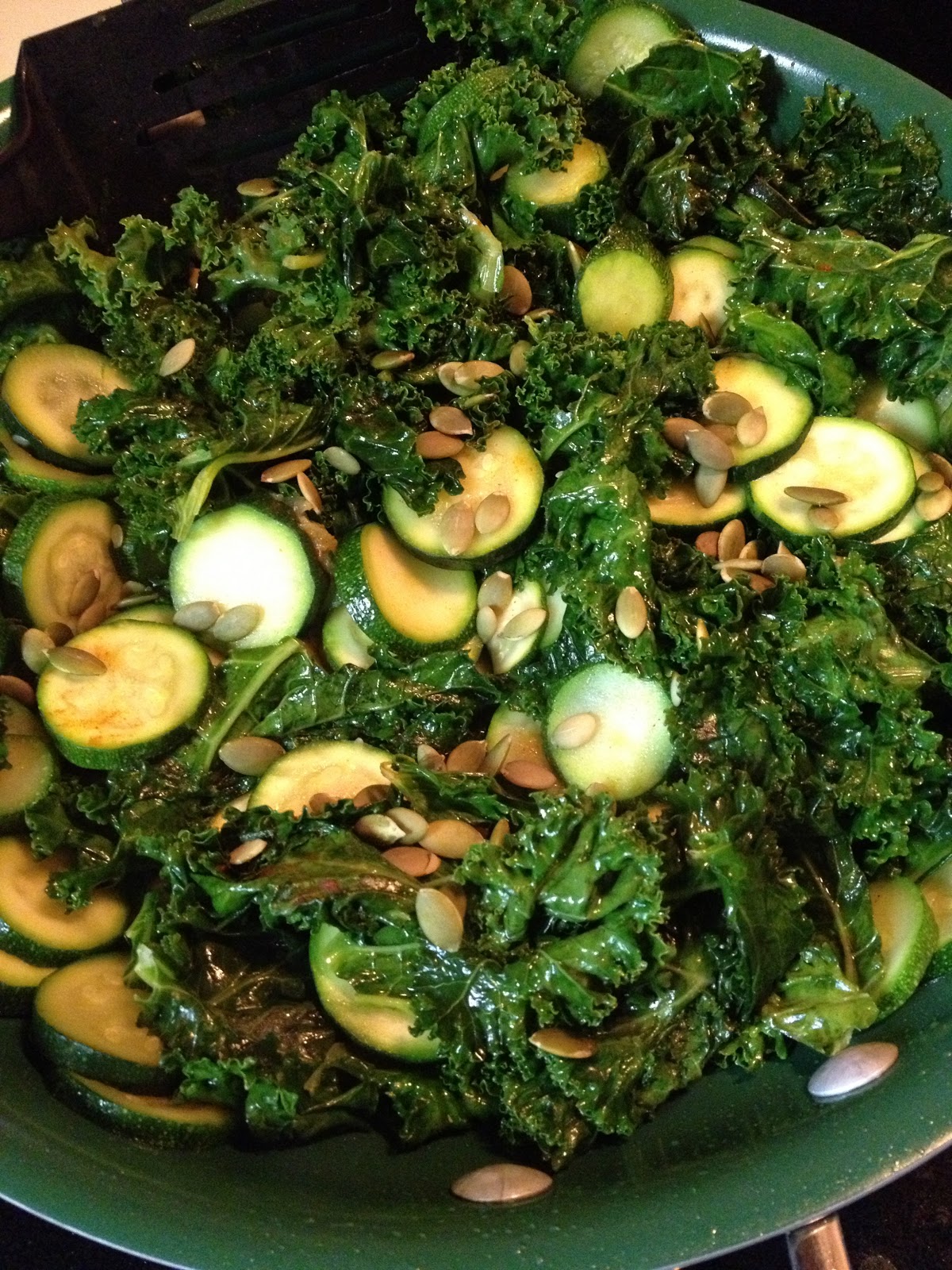 Feeding Ger Sasser Zucchini and Kale Skillet