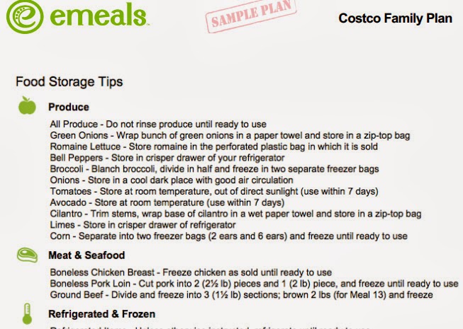 eMeals Costco sample plan