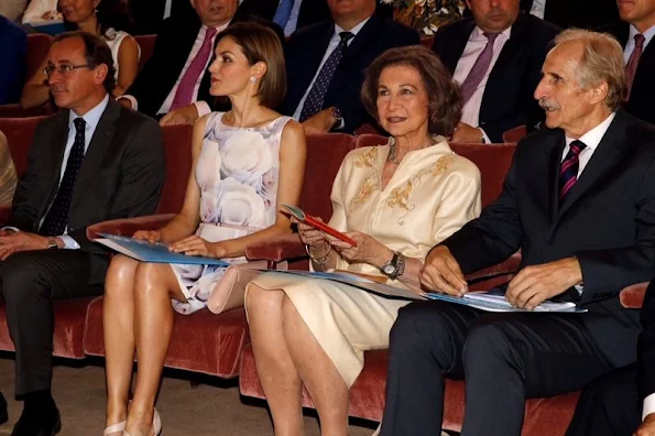 Queen Letizia of Spain deliveries 2015 UNICEF Award to Queen Sofia at CSIC headquaters