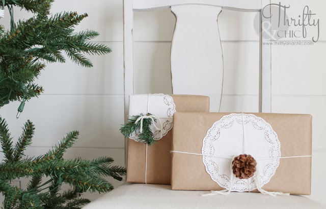 Wrapping Presents with Kraft Paper and Doilies