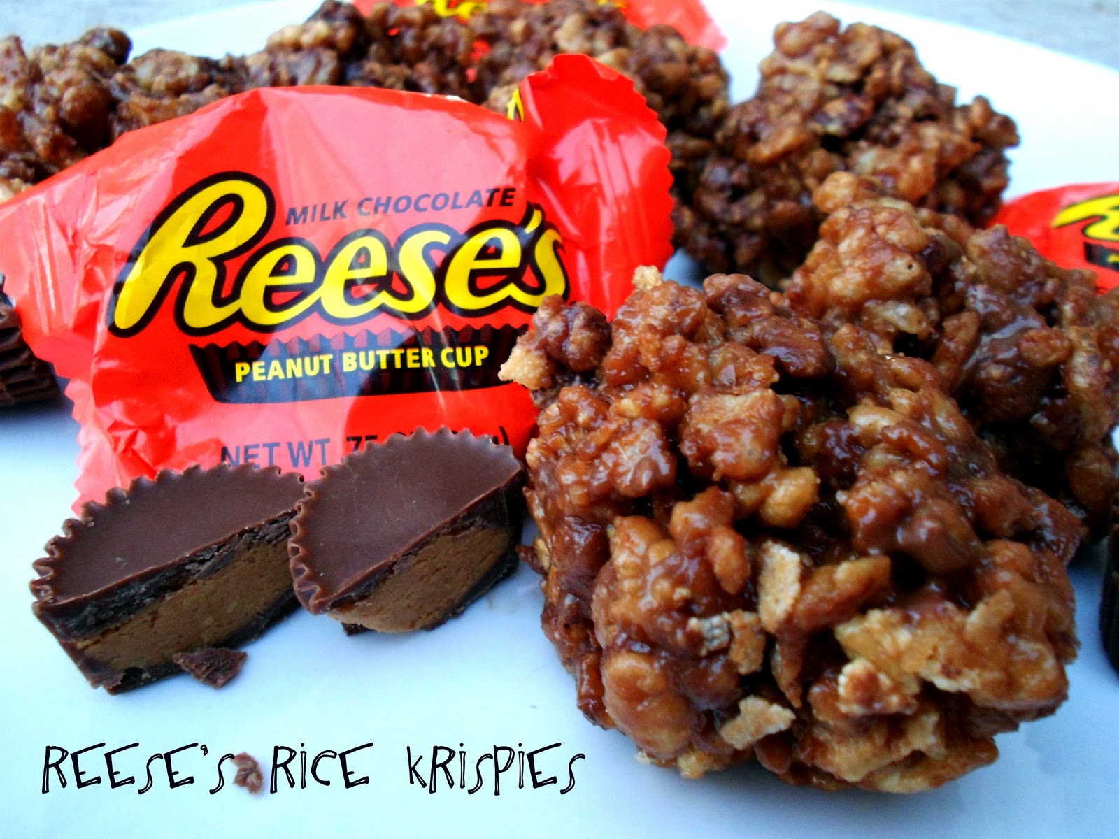 Reese's Peanut Butter Cup Rice Krispies Treats Six Sisters' Stuff